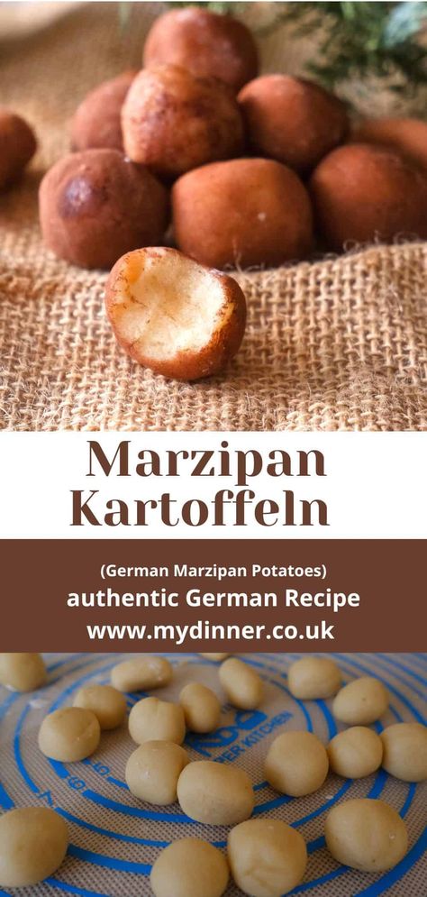 Traditional German Marzipan Potatoes (Marzipankartoffeln) German Marzipan, German Sweets, Marzipan Candy, Marzipan Recipe, Cocoa Powder Recipes, Potato Skin, Almond Paste, Asian Foods, Pastry Brushes