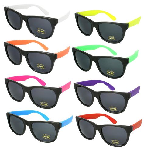 Amazon.com: Edge I-Wear 8 Pack 80's Neon Horned Rim Plastic Sunglasses with 100% UV Protection 5402RA-SET-8: Clothing Beale Street Music Festival, Wedding Favors Sunglasses, Sunglasses Favors, Hangout Music Festival, Neon Sunglasses, Wedding Sunglasses, 80s Neon, Party Favors For Adults, Festival Essentials