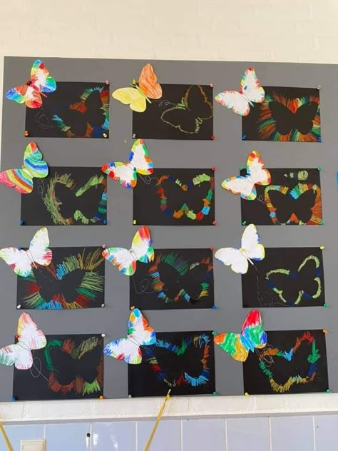 Preschool Crafts Watercolors, Butterfly Centers Kindergarten, Butterfly Process Art Preschool, Self Awareness Preschool Activities, May Crafts For Kindergarten, Art Project Ideas For Adults, Garden Preschool Crafts, Elementary School Art Projects, Butterfly Crafts Preschool