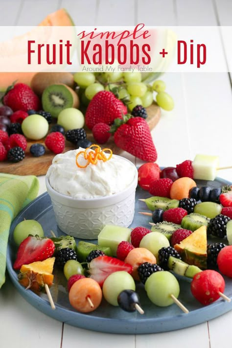 Snacks No Bake, Rainbow Fruit Kabobs, Dessert Kabobs, Appetizers Gluten Free, Dairy Free Appetizers, Fruit Sweets, Fruit Kebabs, Fruit Appetizers, Desserts Party