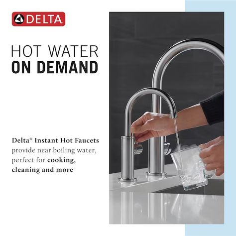 Delta Chrome Deck-mount Instant Hot Water Dispenser in the Water Dispensers department at Lowes.com Delta Champagne Bronze, Delta Kitchen Faucet, Kitchen Shapes, Boiling Water Tap, Hot Water Tanks, Navigation Design, Hot Water Dispensers, Hot Water System, Delta Faucets