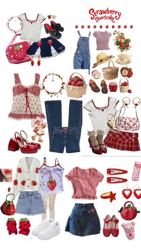 Strawberry Shortcake Halloween Costume, Strawberry Shortcake Outfits, Americana Outfits, Strawberry Outfit, Slay Outfits, Swaggy Outfits, Really Cute Outfits, Kawaii Clothes, Clothes And Accessories