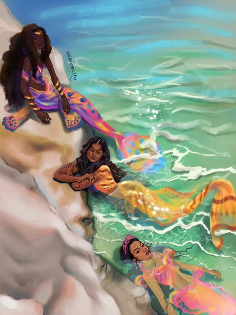 Mermaid Fanart, Disney Fanart, Mermaid Pictures, Mermaid Aesthetic, Black Mermaid, Mermaid Life, Disney Princess Art, Princess Art, Ariel The Little Mermaid