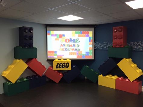 Lego Set from Christian Life Fellowship in Mayville, WI | Church Stage Design Ideas Lego Vbs, Lego Maze, Lego App, Maker Fun Factory Vbs, Lego Camp, Maker Fun Factory, Lego Theme, Lego Decorations, Church Stage Design Ideas