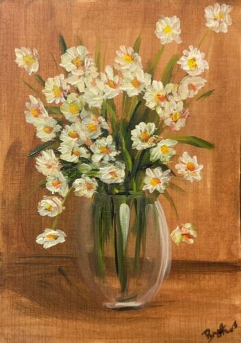 Flower Drawing Oil Painting, Acrylic Vase Painting, Flower Painting In Vase, Flowers Aesthetic Painting, Painting Flower Vase, Painting Daisies, Vase Art Drawing, Flower Painting Aesthetic, Vase Painting Ideas Canvas