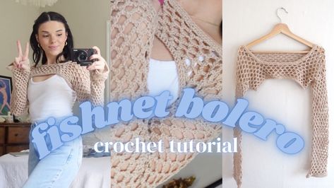 Crochet bolero shrug youtube tutorial cutie kitty crochet liznorris97 liz norris video pattern DIY clothes Crochet Crop Shrug, Shruggie Crochet Pattern, Shruggie Crochet Pattern Free, Crochet Shruggie Pattern Free, Shruggie Crochet, Crochet Bolero Free Pattern For Women, Bolero Crochet Pattern Free, Fishnet Bolero, Crochet Fishnet