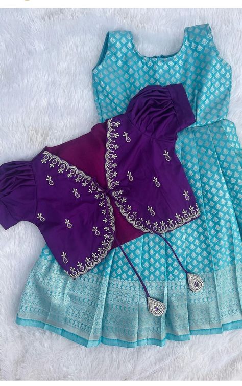 Dress With Pattu Saree, Pattu Langa Designs For Kids, Pattu Frocks For Baby Girl, Baby Lehenga Designs, Blouse Models For Pattu Sarees, Pattu Pavadai Designs For Kids, Baby Pattu Langa Designs, Baby Blouse Designs, Kids Langa Blouse Designs Latest