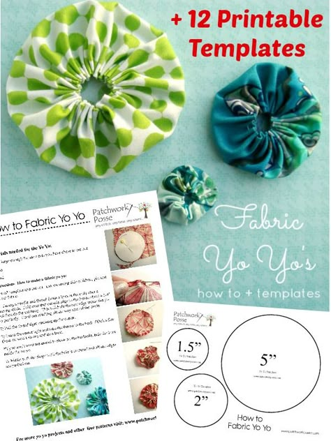 Fabric Yoyo Projects, Yoyo Projects, Fabric Yoyo, Printable Fabric, Yo Yo Quilt, Fabric Crafts Diy, Yo-yos, Fabric Flower, Easy Sewing Projects