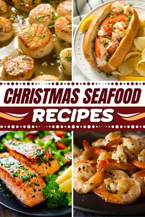 Try these Christmas seafood recipes for a feast to remember! From shrimp to salmon to lobster and crab cakes, these holiday dinner ideas are all winners. Christmas Lobster Recipes, Christmas Pescatarian Recipes, Shrimp Recipes For Christmas Dinner, Shrimp Tree Christmas, Christmas Seafood Boil, Seafood Christmas Lunch, Shrimp Christmas Dinner, Christmas Eve Seafood Recipes, Seafood Ideas For Christmas