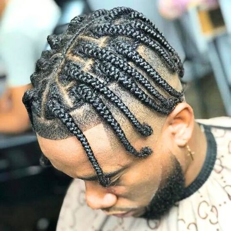 men plaits hairstyle Flat Top Braids Men, Men’s Box Braids With Fade, Boys Braids With Fade, Men’s Box Braids, Male Box Braids, Men Plaits, Single Braids For Men, Trendy Box Braids, Male Braids Hairstyles