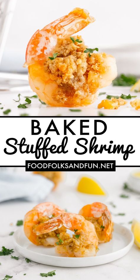 Crabmeat Stuffed Shrimp, Baked Stuffed Shrimp With Ritz Crackers Recipes, Crab Stuffed Shrimp Baked, Easy Baked Stuffed Shrimp, Easy Stuffed Shrimp, Stuffed Jumbo Shrimp, Shrimp Boats Recipe, Seafood Birthday Dinner Ideas, Stuffed Shrimp Appetizers