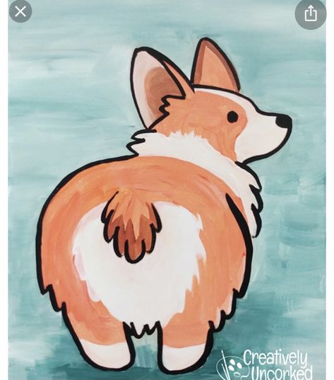 Corgi Painting, Things Paint, Corgi Art, Paint Nite, Corgi Butts, Painting Plastic, Rock Painting Patterns, Easy Canvas Painting, Acrylic Painting For Beginners