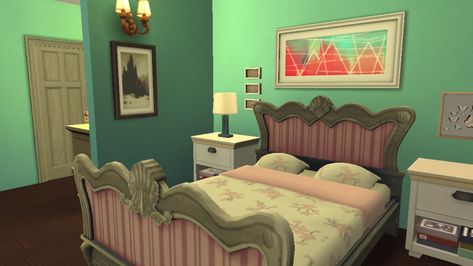 Inside Rachel Green dorm room at Monica' apartment! Rachel Green Room, Green Dorm Room, Green Room, Rachel Green, Green Rooms, Sims House, The Sims4, Dorm Room, Sims 4