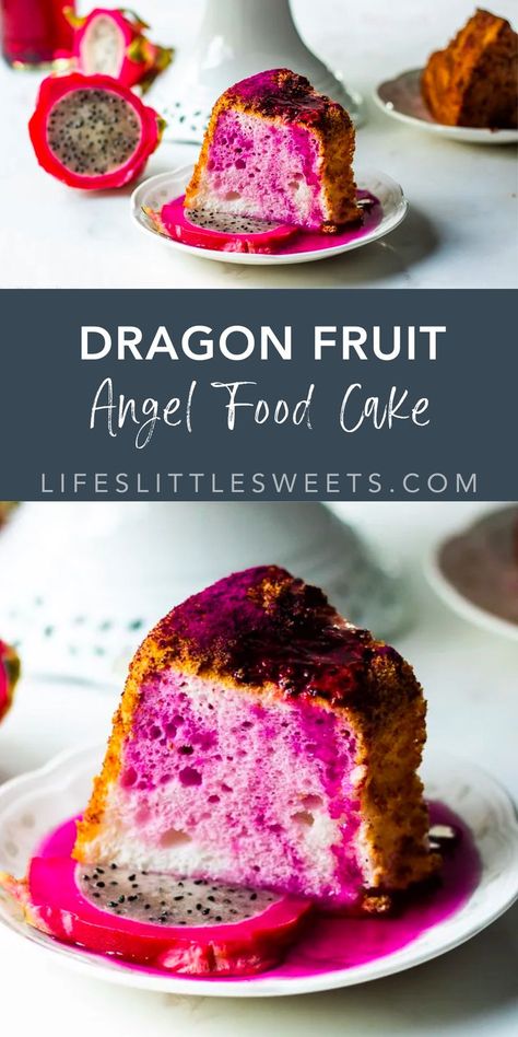 Dragon Fruit Simple Syrup is a 3-ingredient, fruit-infused, simple syrup made right on the stovetop. It’s delicious over breakfast and dessert recipes, like Dragon Fruit Angel Food Cake. Hi Everyone, you have to try this Dragon Fruit Simple Syrup for a different spin on traditional simple syrup. It is make from dried, ground up dragon fruit. The beautiful, bright pink color is completely natural which makes it a great option for an all natural food coloring option. Dragon Fruit Overnight Oats, Fruit Angel Food Cake, Dragon Fruit Tea Recipe, Fruit Simple Syrup, Dragon Fruit Dessert, Dragon Fruit Juice, Dragonfruit Recipes, Dragon Fruit Smoothie Bowl, Fruit Cupcakes