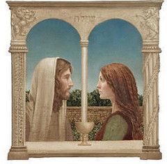 Jesus and Mary Magdalene (James Christensen) Jesus And Mary Magdalene, Mary Magdalene And Jesus, James Christensen, Divine Union, Holy Eucharist, Noli Me Tangere, Jesus And Mary, Christian History, Maria Magdalena