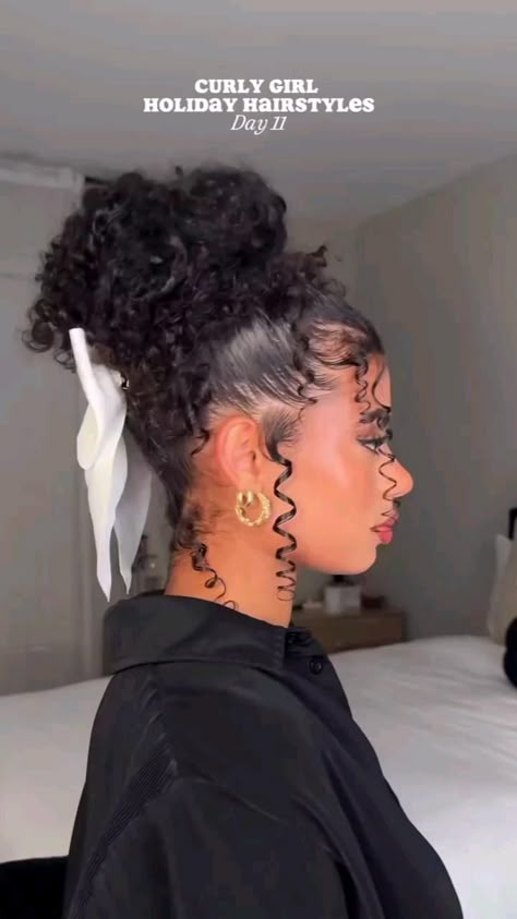 Curly Black Updo Hairstyles, Half Up Half Down Hair With Curly Hair, Curly Afro Updo Hairstyles, Mixed Curly Hair Ponytail, Curly Hair Styles Naturally Black Women Formal, Natural Hair Side Part Bun, How To Style Curly Afro Hair, Natural Hair Night Out Styles, Wedding Hairstyles With Natural Hair