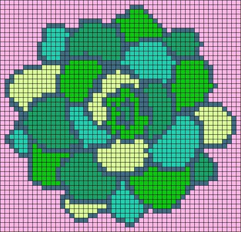 Succulent Perler Bead Pattern, Succulent Pixel Art, Succulent Perler Beads, Perler Bead Succulent, Plant Perler Bead Patterns, Clay Succulents, 2023 Crafts, Perler Designs, Knitting Squares