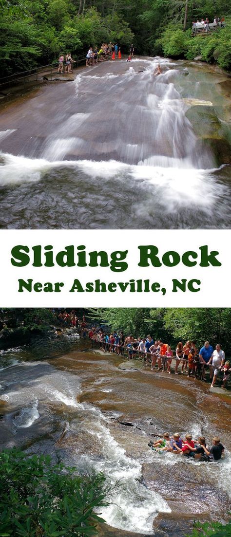 Sliding Rock North Carolina, Natural Water Slide, Gatlinburg Vacation, Slide Rock, Southern Travel, North Carolina Travel, Hiking Trips, Swimming Hole, Pisgah National Forest