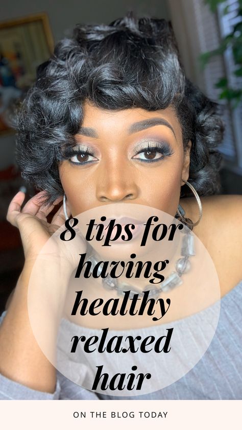 Black Hair Relaxed Styles, Hair Relaxing Before And After, Protective Relaxed Hairstyles, Relaxed Hair Maintenance, Relaxed Hair Protective Hairstyles, Diy Relaxer For Black Hair, Healthy Relaxed Hair Regimen, Hair Care For Relaxed Hair Black Women, Permed Black Hair