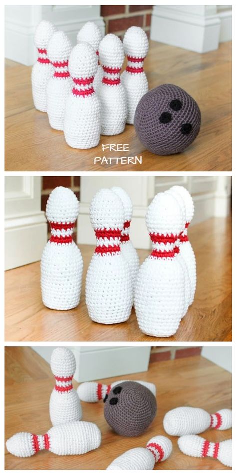 Crochet Ideas For Classroom, Amigurumi Book Pattern, Crochet Bowling Set Pattern Free, Crochet Game Patterns, Kids Toys Crochet, Crochet Amigurumi Toys Free Patterns, Round Amigurumi Free Pattern, Crocheted Household Items, Bomb Crochet Pattern Free