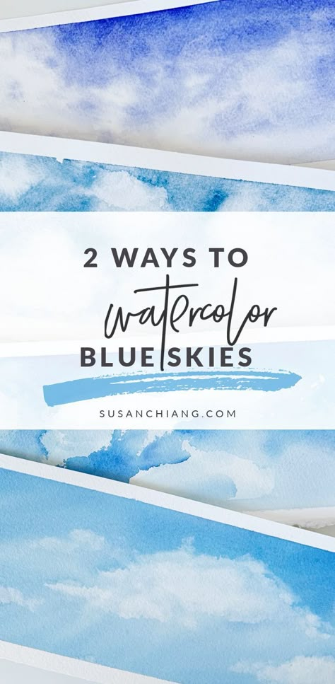 2 Ways To Watercolor Blue Skies and One Important Lesson Learn Watercolor Painting, Watercolor Clouds, Watercolor Landscapes, Watercolor Sky, Learn Watercolor, Watercolor Tips, Watercolor Paintings For Beginners, Watercolor Lessons, Diy Watercolor Painting