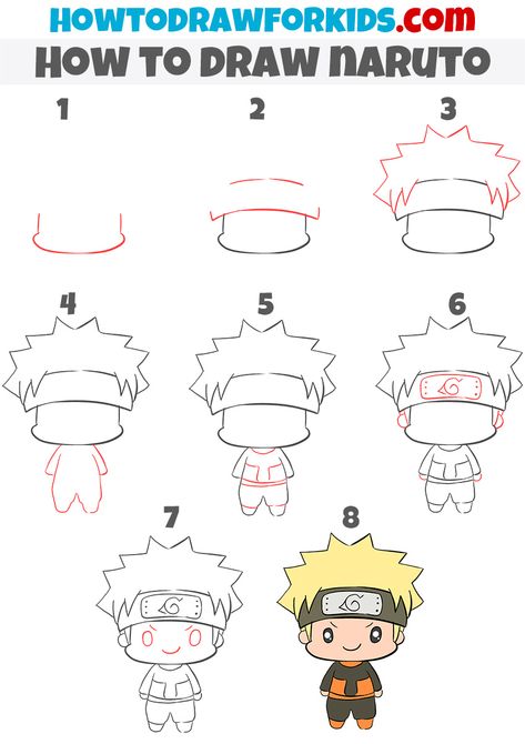 Easy To Draw Naruto, How To Draw Manga Step By Step, Naruto Drawings Step By Step, Manga Drawing For Kids, Cute Easy Anime Drawings Step By Step, Chibi Tutorial Step By Step How To Draw, Anime Simple Drawings Step By Step, Naruto Cartoon Drawing, Anime Draw Step By Step