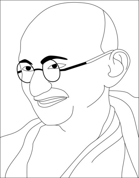 Gandhi Jayanti - Vector Character Illustration of Gandhiji. Gandi Ji Drawing, Ghandi Jayanti Drawing, Gandhiji Outline Drawing, Gandhiji Sketch Easy, Gandhi Pencil Drawing, Gandhi Ji Sketch, Mahatma Gandhi Sketch, Gandhiji Drawing Easy, Gandhiji Drawing