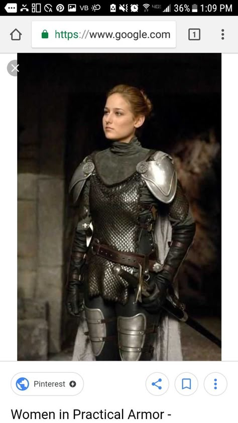 Like the shape, especially the shoulder plates, art nouveau daffodil pattern. Put earth symbol on the shoulder plates. Women In Armor, Leelee Sobieski, Female Armor, Female Knight, 다크 판타지, Knight Armor, Joan Of Arc, Medieval Armor, Fantasy Costumes