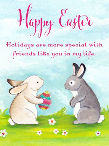 Send this endearing Easter card to all the friends in your life that make the holidays more special. This greeting card features two bunnies who are obviously friends and celebrating Easter together. It’s a wonderful illustration that makes this beautiful card a must-send this Easter day! Send these sweet bunnies over to your friend to brighten their day! Happy Easter Friend, Funny Easter Wishes, Easter Wishes Messages, Easter Greetings Messages, Happy Easter Messages, Happy Easter Quotes, Happy Easter Wishes, Happy Easter Greetings, Easter Messages