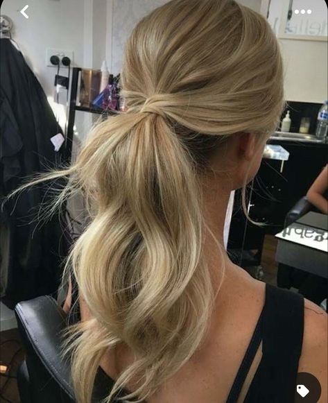 Glam Low Ponytail Hairstyles, Front Of Bun Hairstyles, Volume Wedding Ponytail, Ponytail Hairstyles Elegant Classy, Messy Wavy Ponytail, Low Ponytail Bride, Black Tie Ponytail Hairstyles, Tall Ponytail Hairstyles, Simple Wedding Ponytail