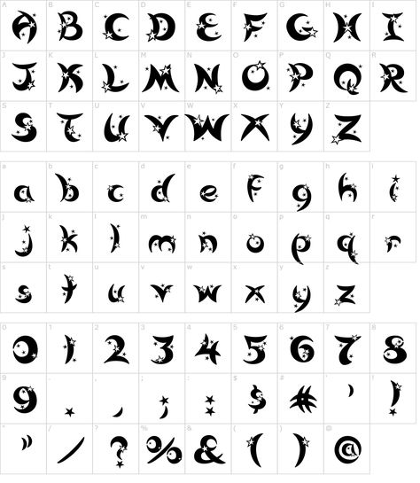 Moon Star Font Download Moon Alphabet, Star Letters, Star Alphabet, Trap Star Font, Star Lettering, Star Letters Fonts, Star Fonts Alphabet, Witchy Fonts, Y2k Font