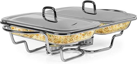 Amazon.com: Galashield Chafing Dish Buffet Set Warming Tray with Lids Stainless Steel with 2 Oven Safe Glass Dishes Buffet Servers (1.5-Quart Each tray): Home & Kitchen Buffet Servers, Dish Warmer, Chafing Dish, Buffet Set, Buffet Server, Keep Food Warm, Food Warmer, Chafing Dishes, Glass Tray