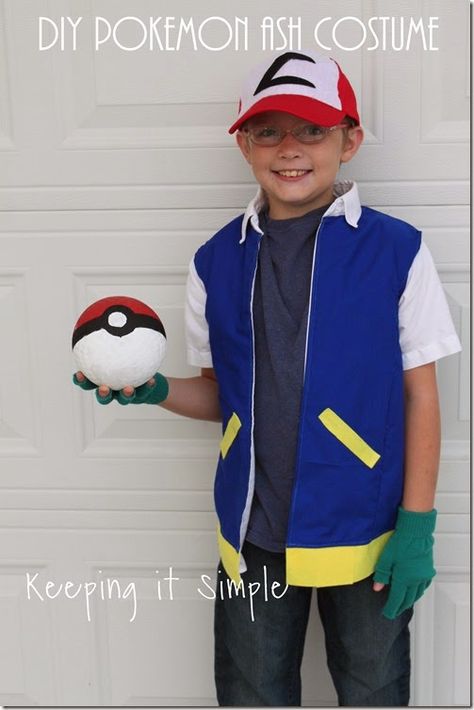 DIY Pokemon Ash Costume                                                                                                                                                                                 More Ash Costume Diy, Ash Pokemon Costume, Pokemon Costumes Diy, Ash Costume, Pokemon Halloween Costume, Diy Pokemon, Pokemon Costumes, Pokemon Halloween, Pokemon Diy