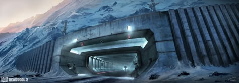 Tunnel Entrance, Sci Fi Architecture, Sci Fi Landscape, Deadpool 2, Sci Fi City, Underground Bunker, Data Visualization Design, Truck Driving, Sci Fi Environment