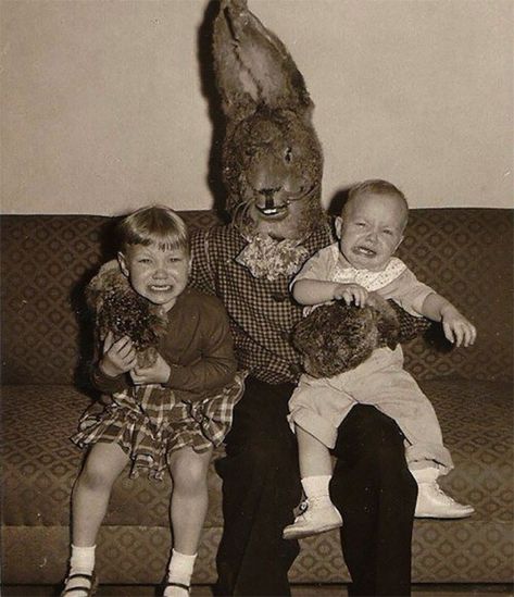 These Creepy And Disturbing Vintage Easter Bunny Photos That Will Make Your Skin Crawl Horror Facts, Images Terrifiantes, Easter Bunny Pictures, Creepy Vintage, Awkward Family Photos, Creepy Pictures, Happy Easter Bunny, Bunny Pictures, Beautiful Wolves