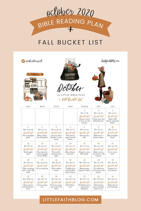 October Bible Reading Plan, Christian Autumn, October Is My Favorite, Autumn Bucket List, Christian Fall, Bible Plan, Happy October, Fall Bucket List, Fall Drinks