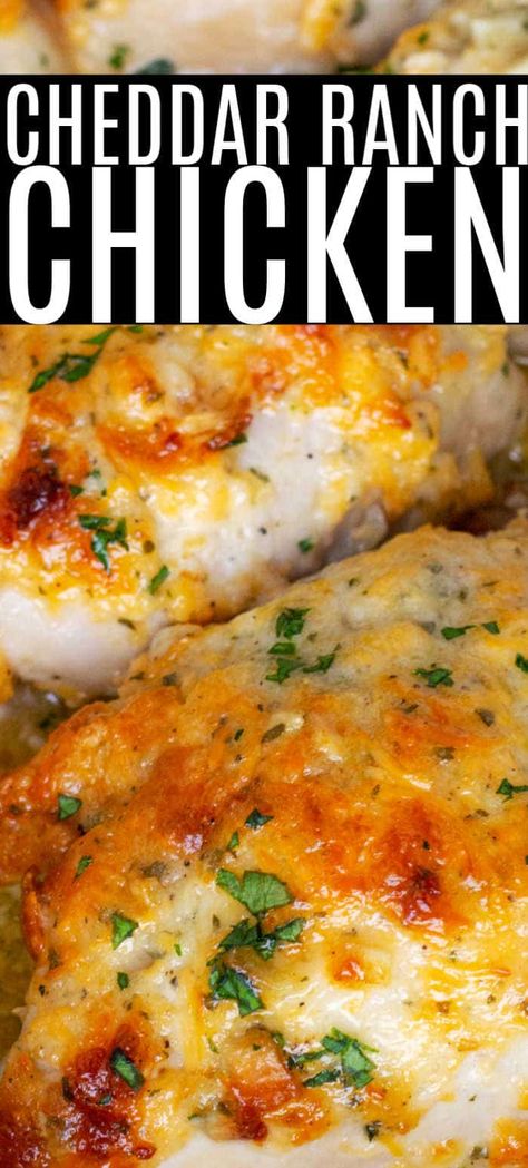 This Cheddar Ranch Chicken is a quick baked chicken recipe that is done in about 30 minutes. Make some veggies or a fresh salad to go along with your Cheddar Ranch Chicken and dinner is done! #MidgetMomma #Dinner #Chicken #Cheddar #Cheese #Keto #LowCarb Cheddar Ranch Chicken, Ranch Chicken Recipes, Baked Chicken Recipes Easy, Thighs Recipe, Easy Baked Chicken, Resep Diet, Chicken Thigh Recipes Baked, Recetas Keto, Dinner Easy