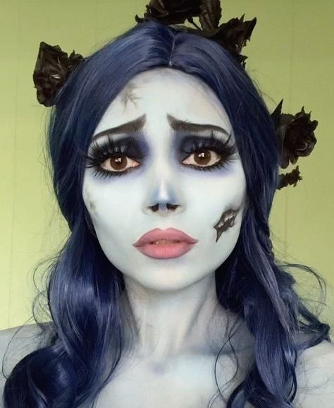 Halloween Makeup Halloween Makeup Corpse Bride, Corpse Bride Face Paint, Corps Bride Makeup, Tim Burton Halloween Makeup, Corpse Bride Costume Couple, Tim Burton Inspired Makeup, Tim Burton Aesthetic Makeup, Halloween Makeup Tim Burton, Corpse Bride Makeup Easy