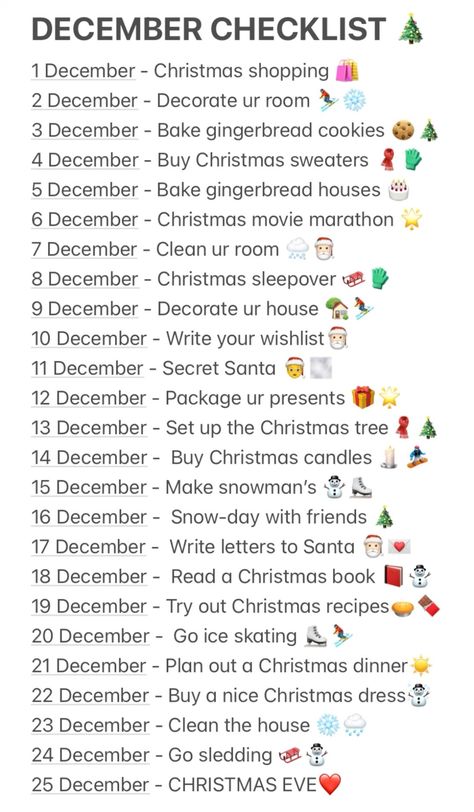 Chrismas Sleepover Idea, Christmas Break Ideas For Teens, Preppy Christmas Sleepover Ideas, Christmas Decor List, Ideas For Christmas Sleepover, Winter Bucketlist Ideas, What To Do On Christmas Day, Things To Do On Christmas Day, Christmas Sleepover Activities