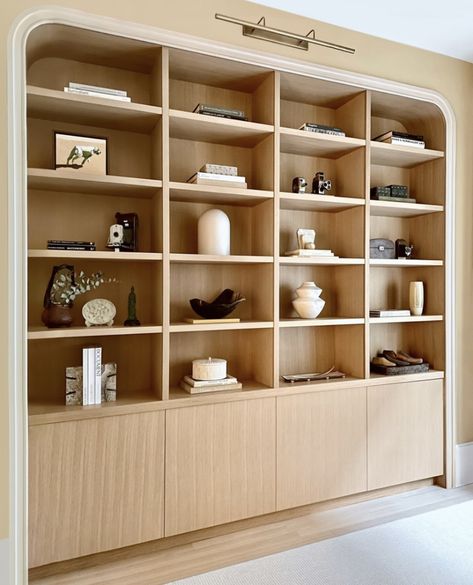 Japandi Bookshelf, Millwork Design, Fireplaces Layout, Oak Bookshelves, Bookshelves In Bedroom, Townhouse Designs, Office Bookcase, Shelving Design, Prospect Park