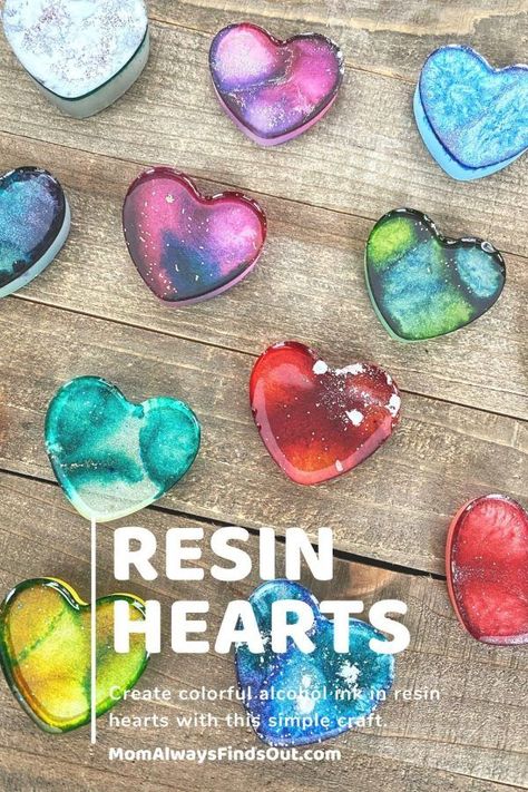 How To Make Colorful Alcohol Ink in Resin Hearts | Epoxy Craft Idea  | Heart Crafts | Valentine's DAy Ideas For Resin, Diy Resin Tutorial, Seni Resin, Epoxy Resin Diy, Alcohol Ink Crafts, Ink Crafts, Diy Resin Projects, Diy Epoxy, Epoxy Resin Wood