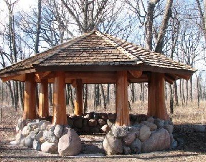 Gazebo...could use lava rock from the fields to build walls Log Gazebo, Log Home Kits, Gazebo Plans, Home Kits, Log Cabin Kits, Wooden Gazebo, Backyard Gazebo, Cabin Kits, Farm Ideas