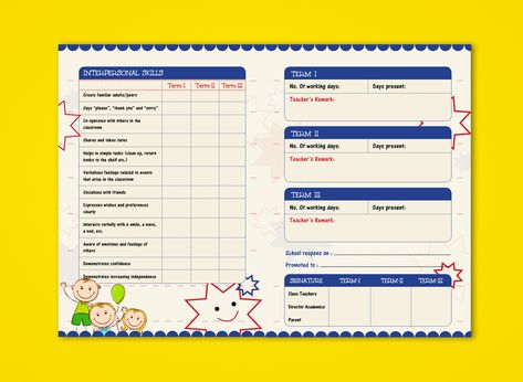 Pre-Nursery Report Card on Behance School Report Card Design, Preschool Report Card Templates, Kindergarten Report Cards, 2048x1152 Wallpapers, School Report Card, Preschool Designs, Curricular Activities, Blank Certificate, Eid Background