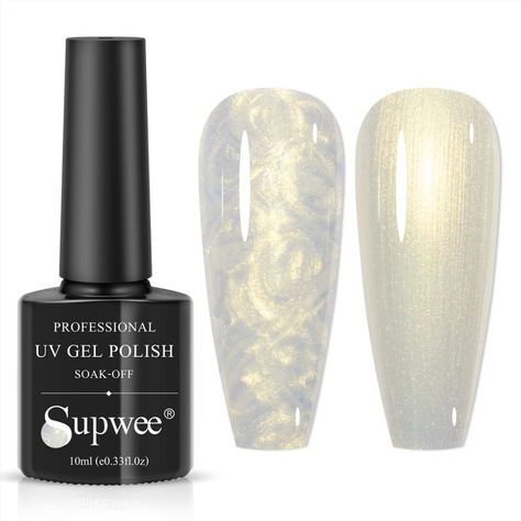 SUPWEE Pearl Shell Gel Polish, Mermaid Gel Nail Polish Cream Color Pearlescent Shell Thread Glitter Gel Polish, 10ML Shimmer Mermaid Soak Off UV LED Gel Mermaid Nail Polish, Mermaid Nail, Cat Eye Gel Polish, Mermaid Nails, Cat Eye Gel, Uv Nails, Womens Nails, Glitter Gel, Eye Gel