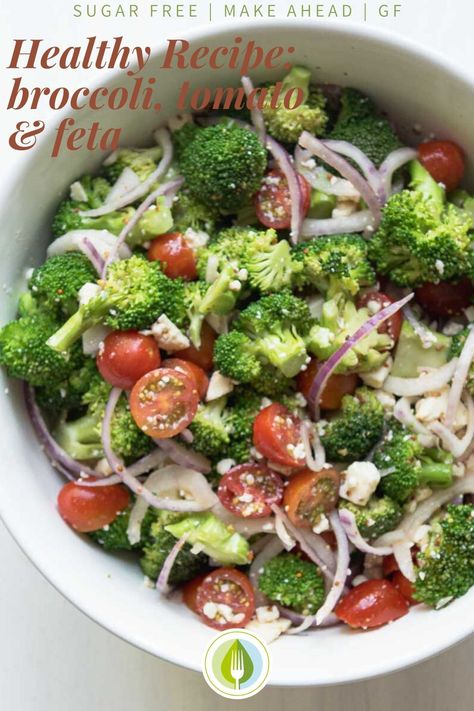 Broccoli Salad Mediterranean, Tomatoes And Broccoli, Broccoli And Cherry Tomatoes, Tomato And Broccoli Recipes, Broccoli And Tomato Salad, Broccoli Recipes Salad, Broccoli Feta Salad, Broccoli Tomato Salad, Marinated Broccoli Salad