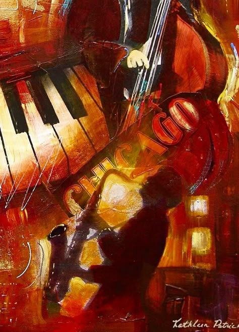 Jazz Aesthetic, Jazz Painting, Blues Art, Jazz Clubs, Music Canvas, Jazz Art, Chicago Artists, Afrocentric Art, Cityscape Art