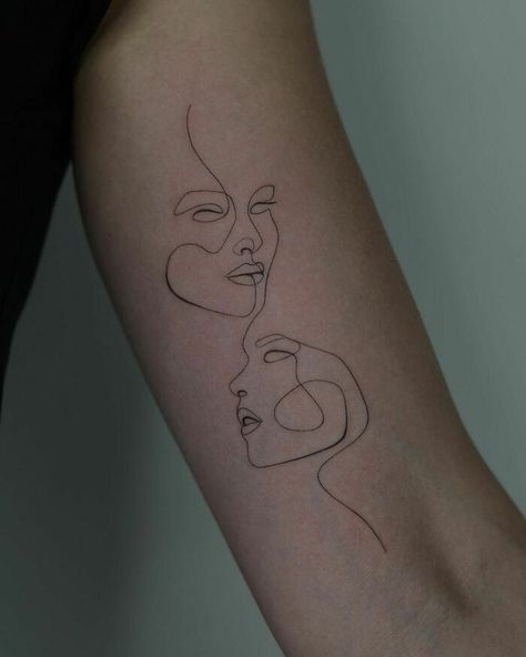 Line Faces, Piano Tattoo, Heart With Infinity Tattoo, Small Tattoos Ideas, Empowering Tattoos, Face Tats, Kiss Tattoos, Matching Tats, Line Tattoo Ideas