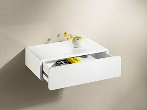 Gloss White CASSY Drawer Shelf 500x250x130mm: Amazon.co.uk: Kitchen & Home Floating Drawer Shelf, Wall Shelf With Drawer, Shelf With Drawer, Vanity Setup, Floating Shelf With Drawer, Radiator Shelf, Floating Drawer, Small Dressing Table, Decoration Organization