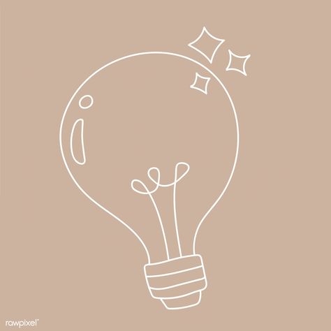 Lightbulb Doodle, Light Bulb Doodle, Neutral Widgets, Bulb Doodle, Light Bulb Logo, Kids Picture Frames, Brown Aesthetics, Doodles Stickers, Beige Icons