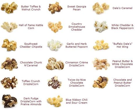 Gourmet popcorn flavors - Sweet Georgia Pecan + Blue Ribbon Chili & Sour Cream + White Cheddar & Black Peppercorn - salty movie snacks Butter Toffee Popcorn Recipe, Diy Popcorn Seasoning, Types Of Popcorn, Blue Ribbon Chili, Toffee Popcorn Recipe, Chipotle Butter, Popcorn Flavors, Popcorn Recipes Easy, Toffee Popcorn